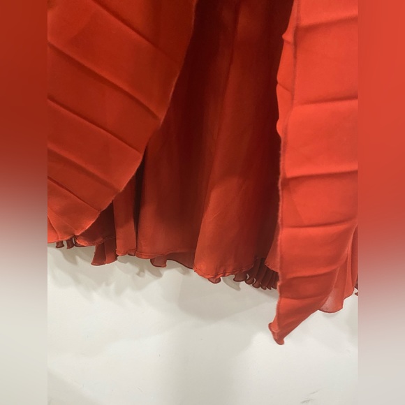 Sandro Paris Sandro Studio Pleated Skirt in Red/ Orange size 2 - Picture 4 of 7